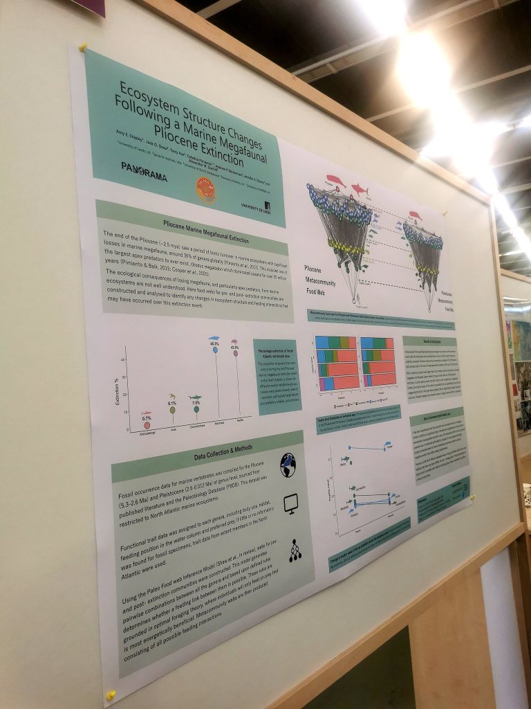 Amy Shipley's poster on community structural changes across the Pliocene megafaunal extinction.