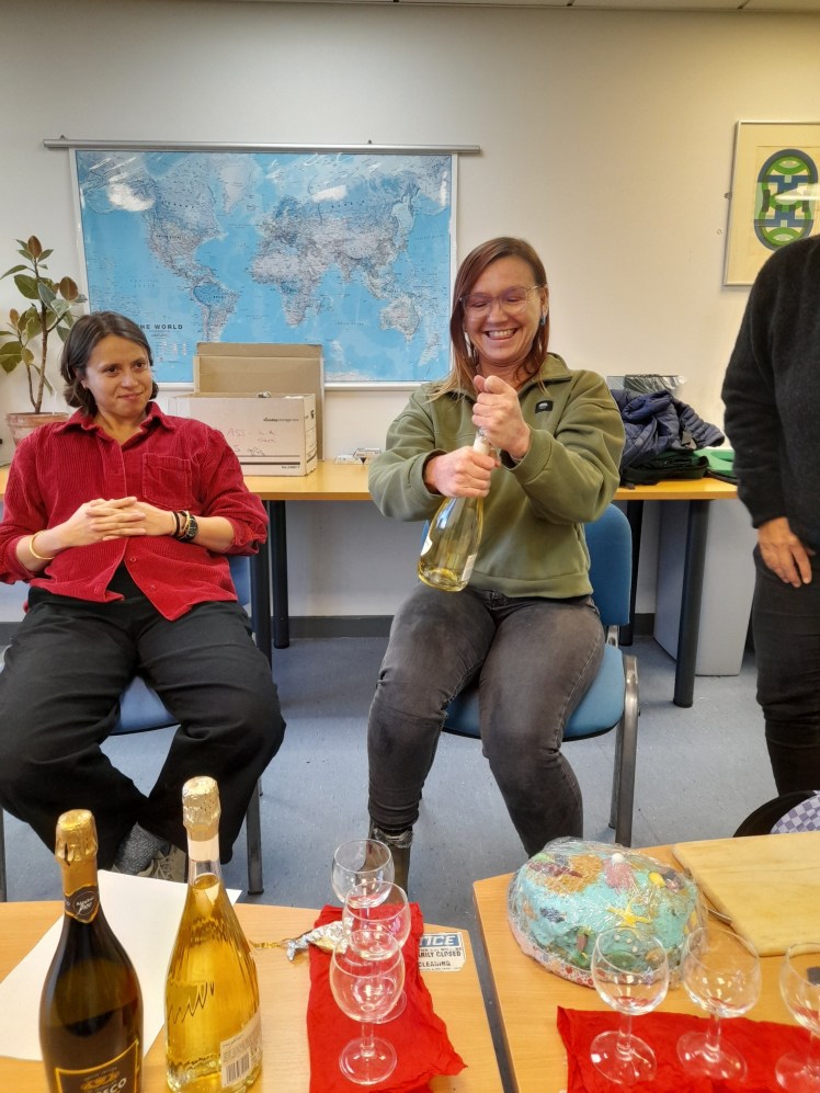 Charlotte Clay celebrating her viva success